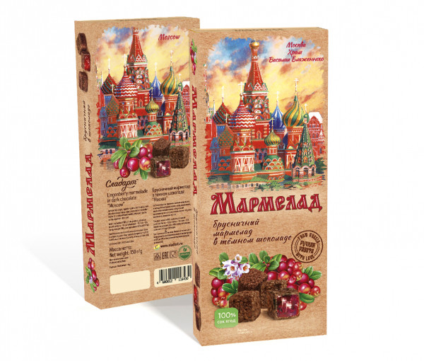 №2 Сладарт Мармелад Брусничный в тёмном шоколаде, 150г   в Сергиевом Посаде