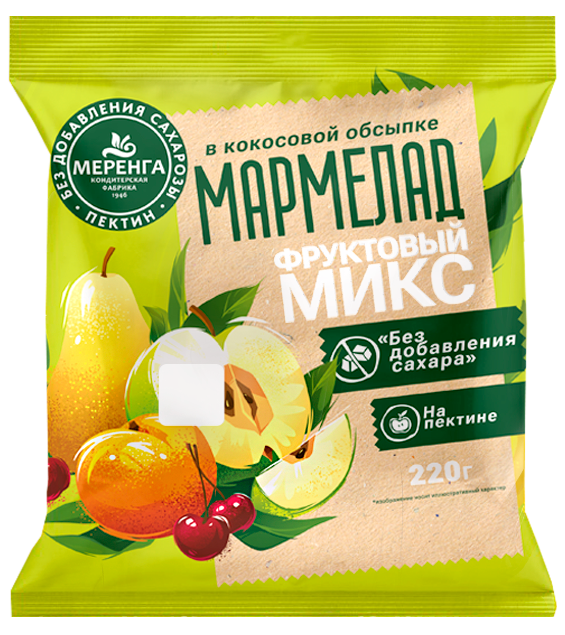  Меренга Мармелад без сахара в кокосовой обсыпке Фруктовый микс, 220г   в Сергиевом Посаде